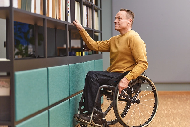 Occupational therapist carrying out an in-home wheelchair assessment